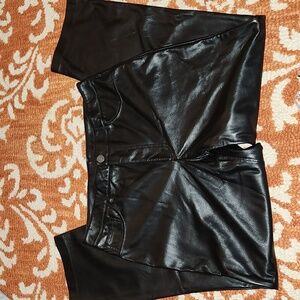 Joie Faux Leather High Rise Straight Pants Size 10 Black